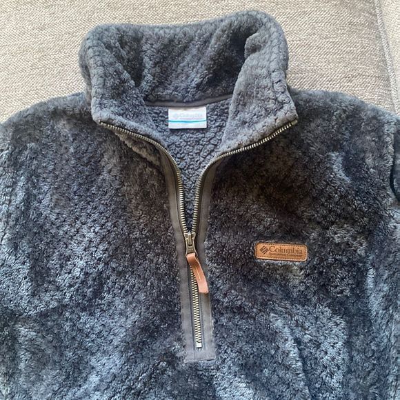 SOLD Columbia Fire Side Gray Super Warm Cozy Sherpa 1/4 Zip Pullover Jacket SZ M - Picture 6 of 12